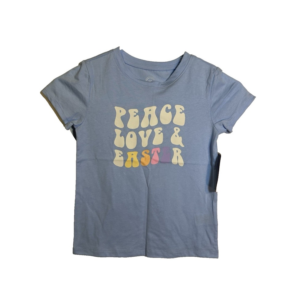 wonder nation girls peace love easter short sleeve‎ shirt size small 6 6x